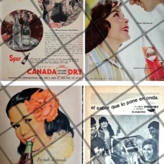 4 CARTELES ANTIGUOS REFRESCOS VARIOS AÑOS 40s-60s /312