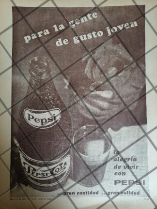 CARTEL VINTAGE ORIGINAL PEPSI 1966 LOGO RARO /P72