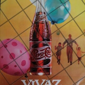 AFICHE PUBLICITARIO RETRO ORIGINAL PEPSI COLA VIVAZ 1962