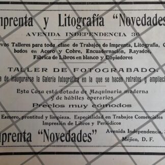 AFICHE ANTIGUO IMPRENTA NOVEDADES 1912 /971