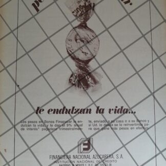 CARTEL RETRO BONO DE FINANCIERA NACIONAL AZUCARERA 1972