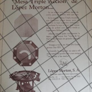 CARTEL ANTIGUO MESAS DE JUEGO LOPEZ MORTON 1970 1082