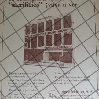 CARTEL ANTIGUO MUEBLERIA LOPEZ MORTON 1970 1079