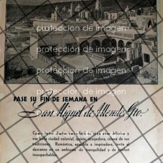 CARTEL ANTIGUO FERROCARRILES NACIONALES SAN MIGUEL DE ALLENDE 1942