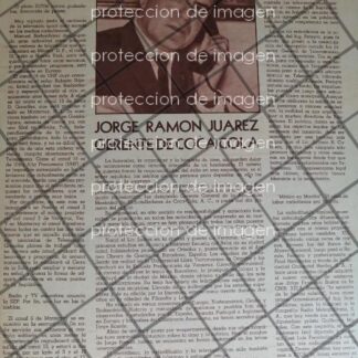 CARTEL ANTIGUO JORGE RAMON JUAREZ /COCA COLA. 1958 1070