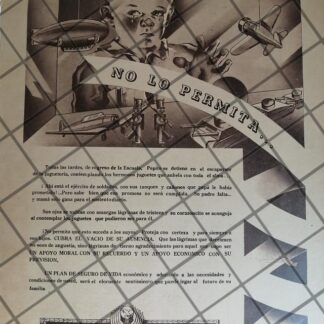 CARTEL ANTIGUO ORIGINAL ASEGURADORA SEGUROS DE MEICO S.A. 1940s