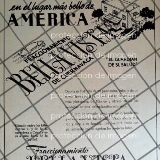 AFICHE ANTIGUO ORIGINAL NACE LA COL. BELLA VISTA, CUERNAVACA 1941