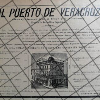 CARTEL ANTIGUO TIENDA AL PUERTO DE VERACRUZ 1894 1062