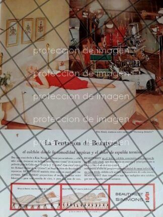 CARTEL ANTIGUO CON KIM NOVAK 1960 COLCHONES SIMMONS