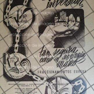 CARTEL PUBLICITARIO FRACCIONAMIENTOS EUREKA 1947 /RARO