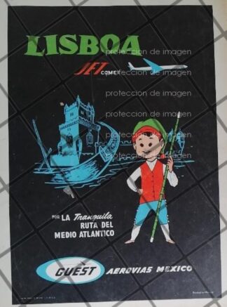 CARTEL PUBLICITARIO RETRO AEROLINEAS GUEST JET COMET 1961 1051