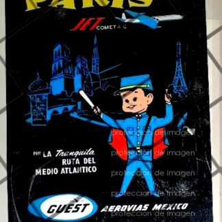 CARTEL PUBLICITARIO RETRO AEROLINEAS GUEST JET COMET 4-C 1961/ 1050