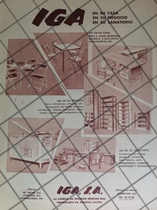 CARTEL PUBLICITARIO RETRO MUEBLES METALICOS I.G.A 1964 1048