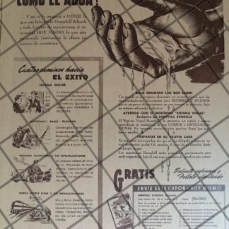CARTEL PUBLICITARIO ANTIGUO ESCUELAS HEMPHILL SCHOOLS 1950