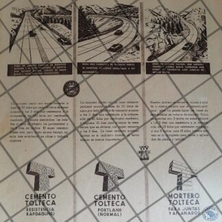CARTEL PUBLICITARIO ANTIGUO CEMENTO TOLTECA 1950 /1039