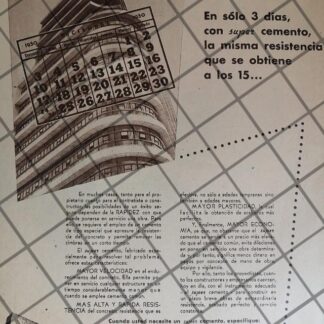 CARTEL PUBLICITARIO ANTIGUO CEMENTO TOLTECA 1950 /1036