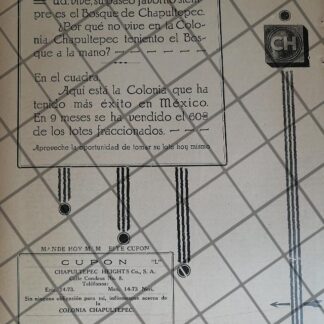 CARTEL ANTIGUO COLONIA CHAPULTEPEC HEIGTHS 1926 /1026