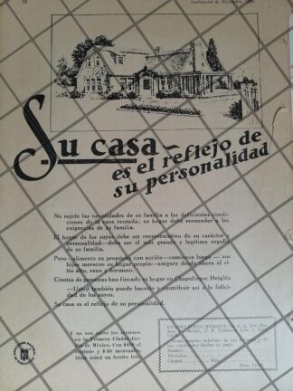 CARTEL ANTIGUO COLONIA CHAPULTEPEC HEIGTHS 1926 /1025