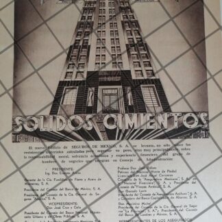 CARTEL ANTIGUO SEGUROS DE MEXICO S.A 1943 LUIS GARRIDO