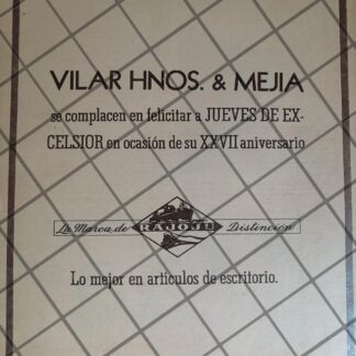AFICHE ANTIGUO VILAR HERMANOS & MEJIA 1949
