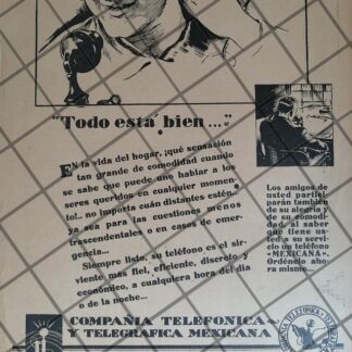 CARTEL ANTIGUO CIA. TELEFONICA Y TELEGRAFICA MEXICANA 1934 /1003