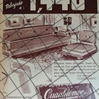 CARTEL ANTIGUO MUEBLERIA CUAUHTEMOC 1940s