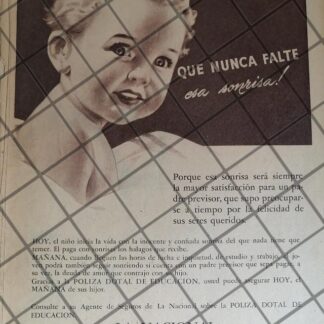 CARTEL ANTIGUO ORIGINAL ASEGURADORA LA NACIONAL 1947 /993