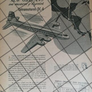 CARTEL ANTIGUO ORIGINAL AEROLINEAS TACA 1947 (AVIANCA) /990