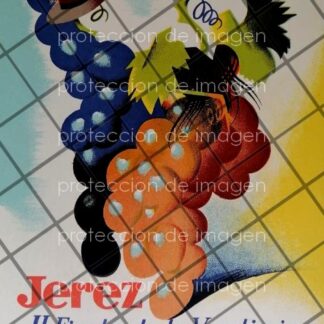 CARTEL ANTIGUO FIESTAS DE LA VENDIMIA, JEREZ 1949 ESPAÑA