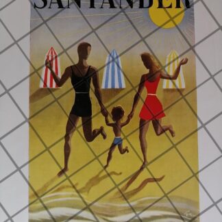 CARTEL ANTIGUO PLAYAS DE SANTANDER, ESPAÑA 1949