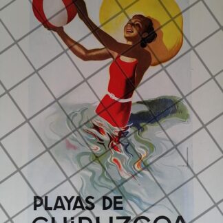 CARTEL ANTIGUO PLAYAS DE GUIPUZCOA, TURISMO, ESPAÑA 1949