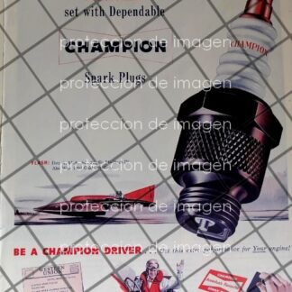 CARTEL ANTIGUO BUJIAS CHAMPION RECORD DE VELOCODAD HIDROPLANO