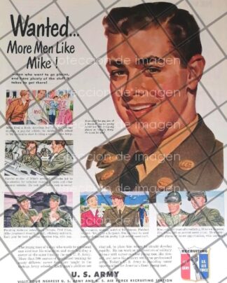 CARTEL ANTIGUO RECLUTAMIENTO MILITAR DE U.S.A. 1950