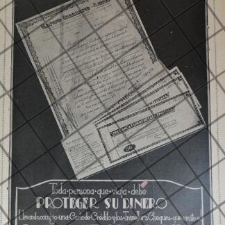 CARTEL PUBLICIDAD VINTAGE. BANCO ITALIANO 1927 /RARO. PERU