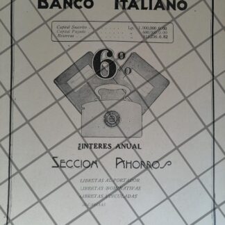 CARTEL DE PUBLICIDAD RETRO. BANCO ITALIANO 1927 /RARO. PERU