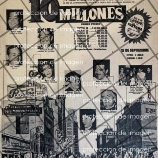 AFICHE ANTIGUO ORIGINAL LOTERIA NACIONAL Y PERIODISTAS 1953