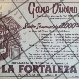 CARTEL ANTIGUO EMPACADORA LA FORTALEZA 1953 1104