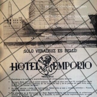 CARTEL ANTIGUO HOTEL EMPORIO, VERACRUZ 1956 1103 /RARO