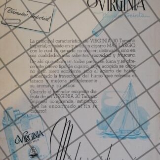 CARTEL PUBLICITARIO RETRO, CIGARROS VIRGINIA 30 1940s /291