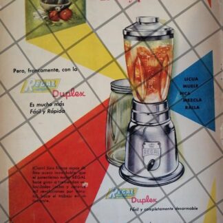 CARTEL PUBLICITARIO RETRO LICUADORAS REGAL DUPLEX 1953 616