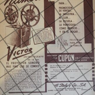 CARTEL PUBLICITARIO RETRO PROYECTOR VICTOR ANIMATOPHONE 1953 611