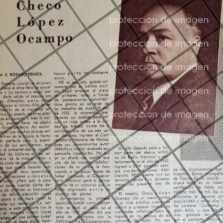 AFICHE ANTIGUO ENTREVISTA A COMPOSITOR SERGIO LOPEZ OCAMPO 1952