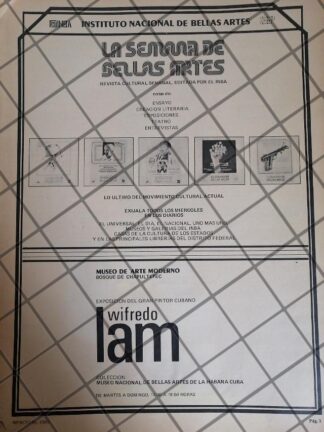 AFICHE RETRO BELLAS ARTES. WILFREDO LAM Y MAS 1979