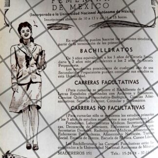 CARTEL ANTIGUO. UNIVERSIDAD FEMENINA DE MEXICO 1948