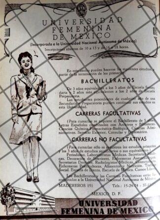 CARTEL ANTIGUO. UNIVERSIDAD FEMENINA DE MEXICO 1948