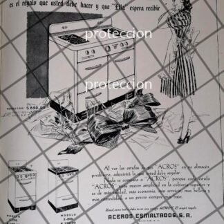CARTEL ANTIGUO ESTUFAS ACROS 1948 LAS PRIMERAS