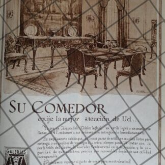 CARTEL ANTIGUO, GALERIAS CHIPPENDALE 1948 DIBUJO F.J. KEGEL