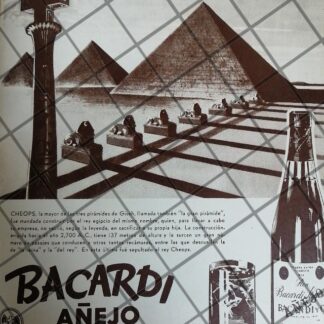 AFICHE RETRO. BACARDI Y PIRAMIDES EGIPCIAS 1948