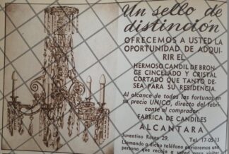 CARTEL PUBLICITARIO RETRO CANDILES ALCANTARA 1948