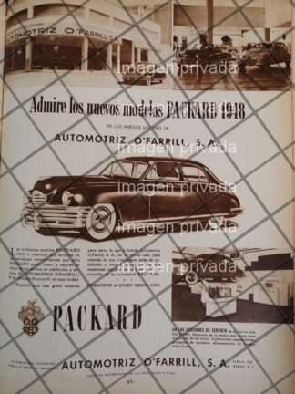 CARTEL ANTIGUO AGENCIA DE AUTOS O`FARRILL 1948